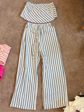 Pink Lily Striped Strapless Set